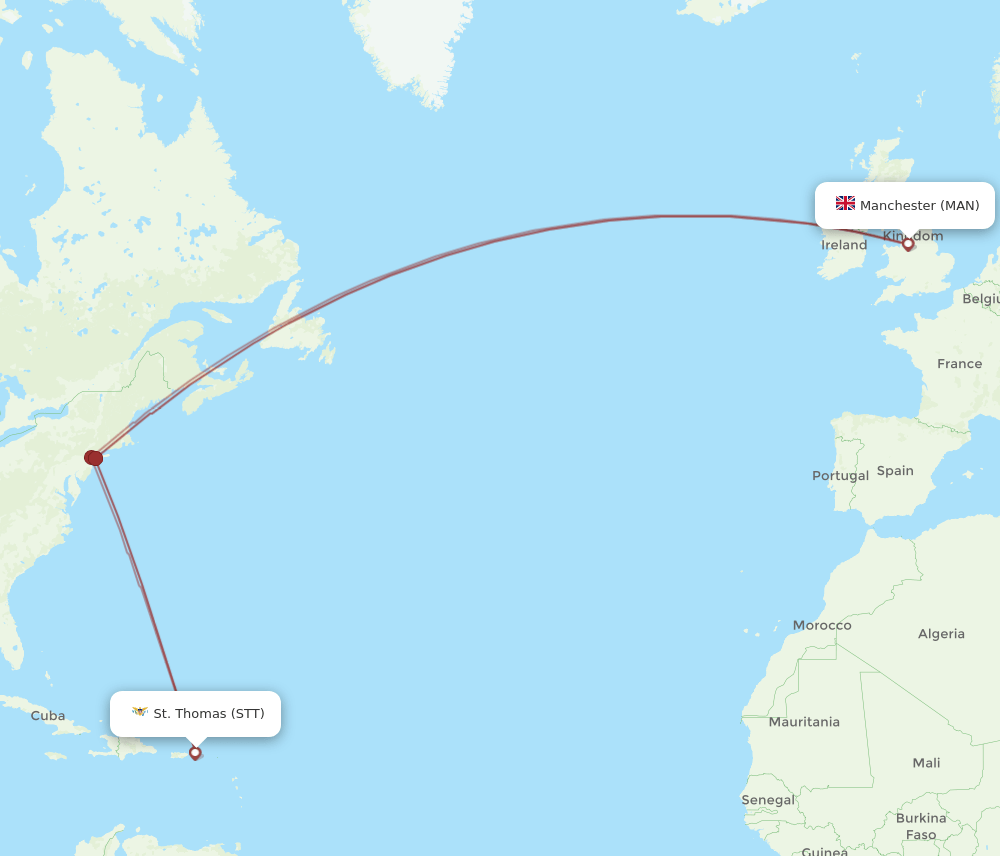 STT-MAN flight routes