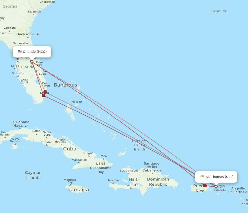 STT-MCO flight routes