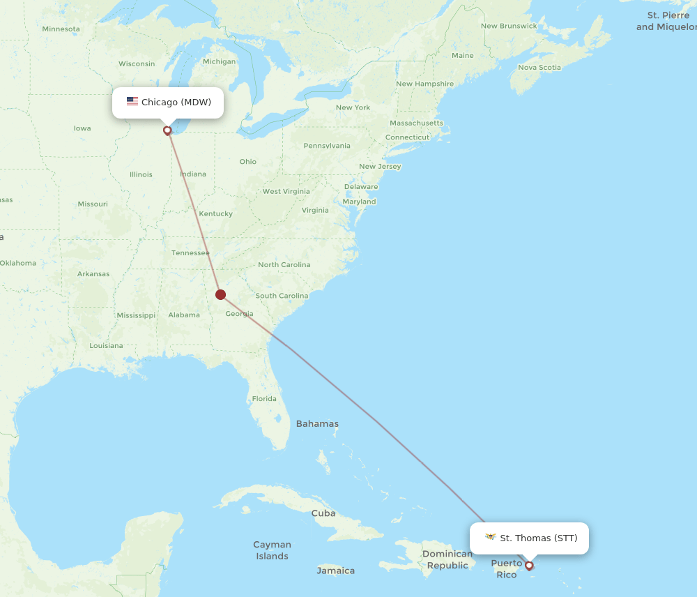 STT-MDW flight routes