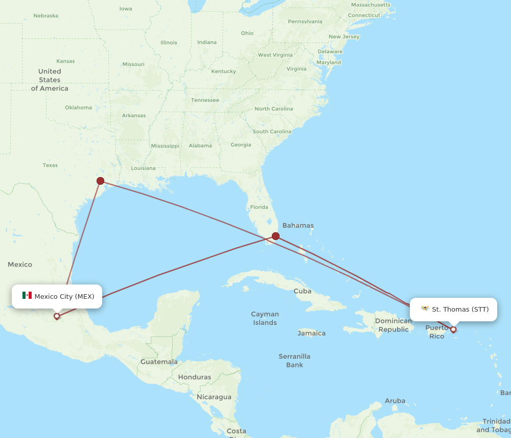 STT-MEX flight routes