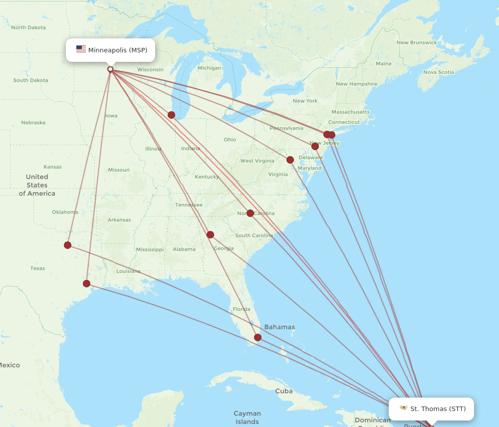 STT-MSP flight routes