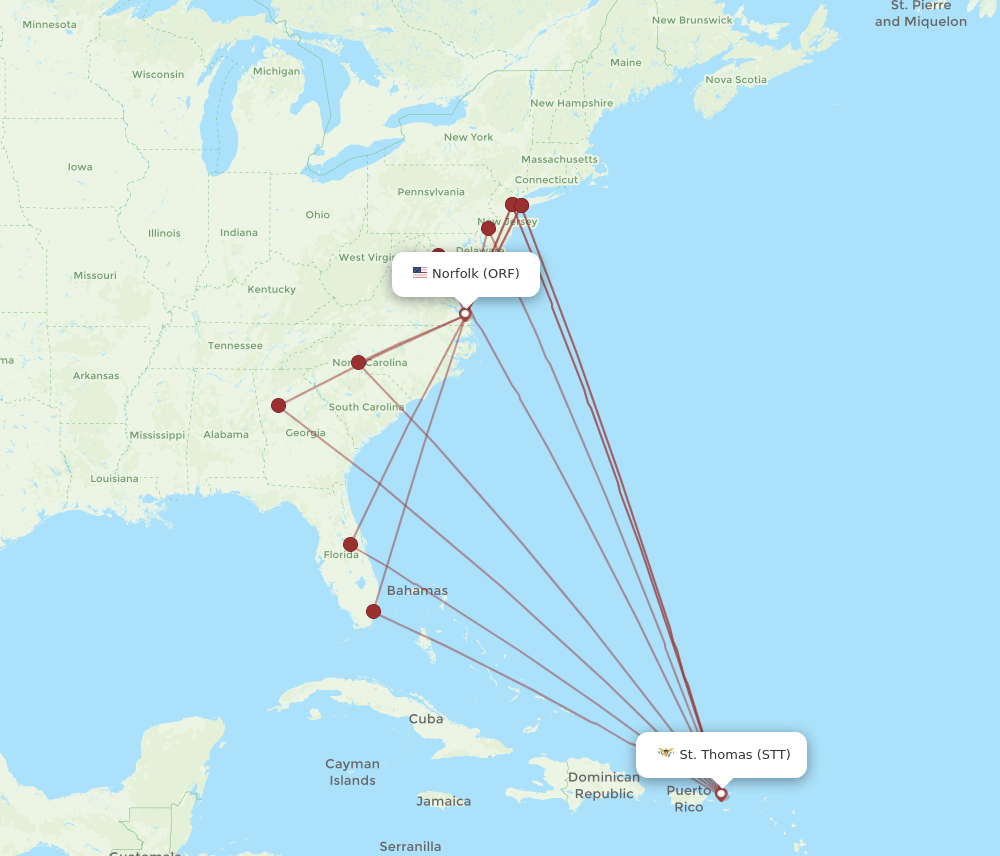 STT-ORF flight routes
