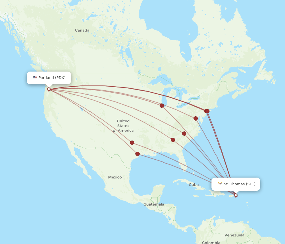STT-PDX flight routes