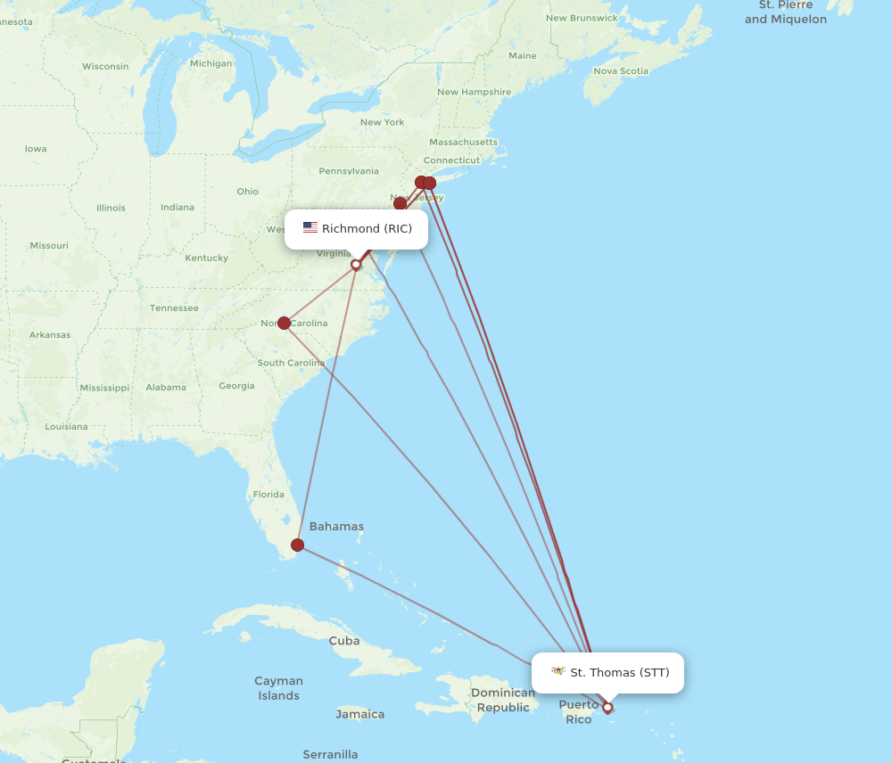 STT-RIC flight routes