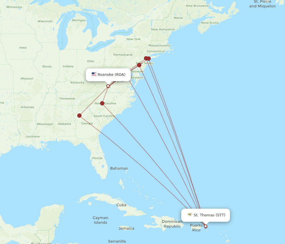 STT-ROA flight routes