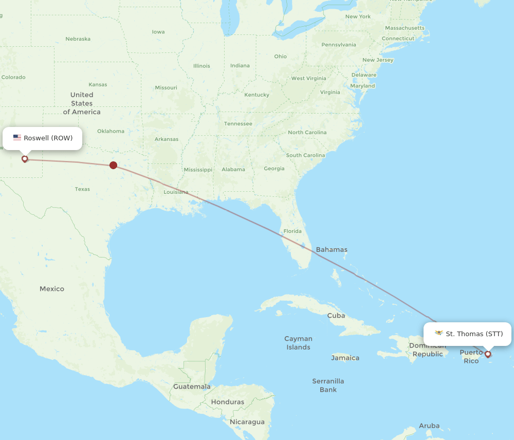 STT to ROW flights and routes map