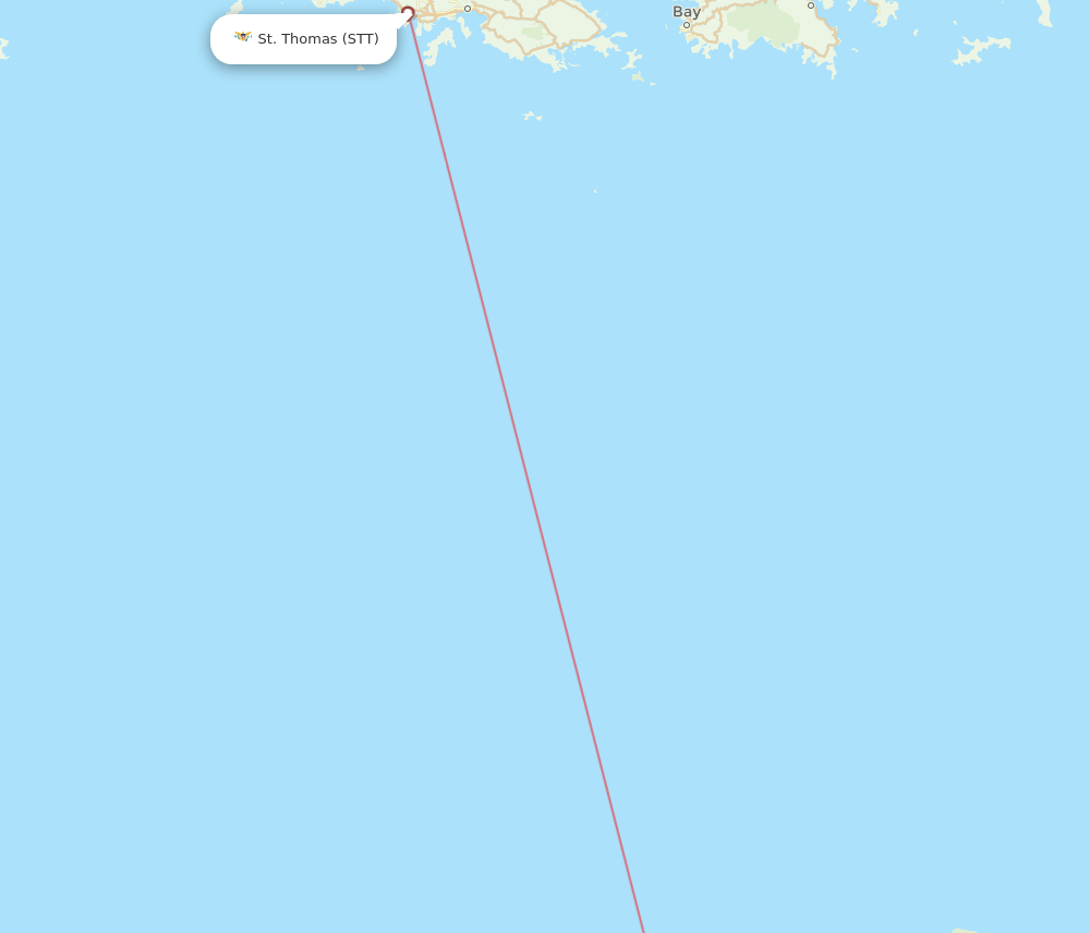 Saint Thomas - Saint Croix route map and flight paths