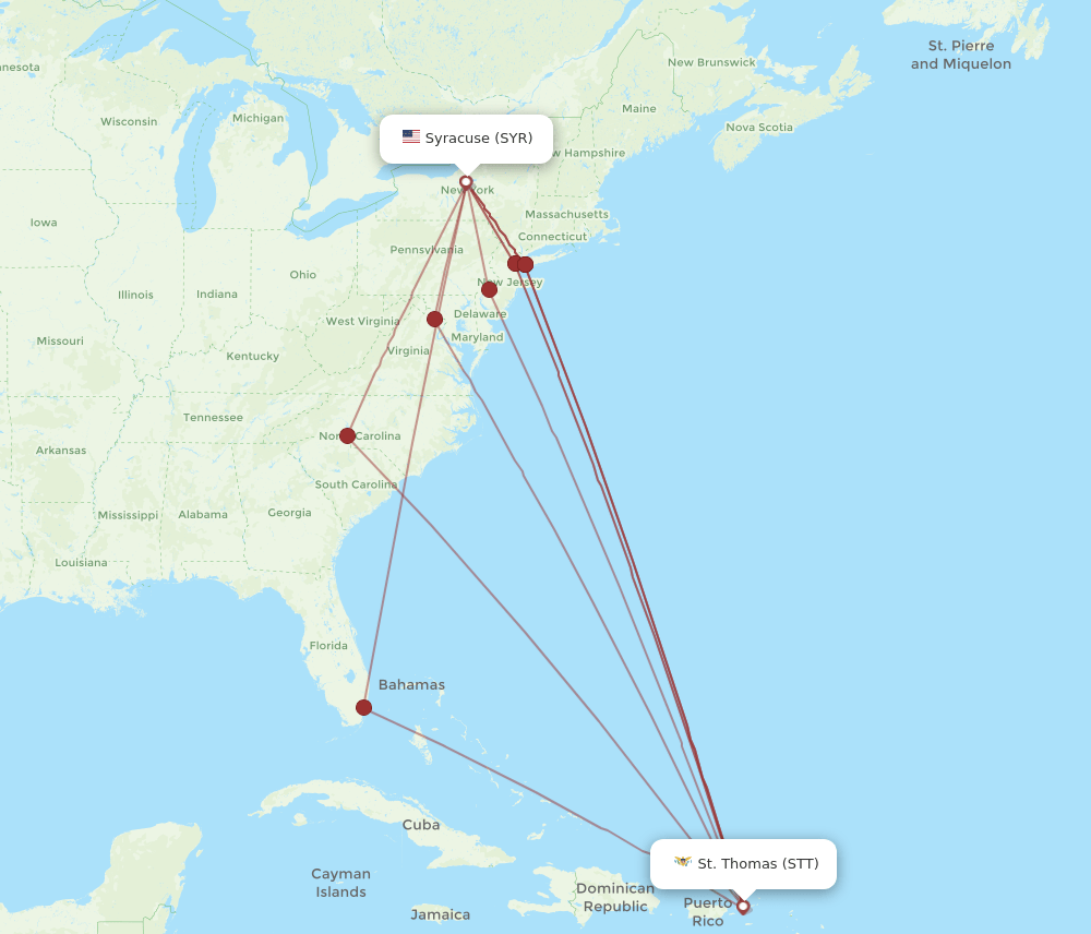 STT-SYR flight routes