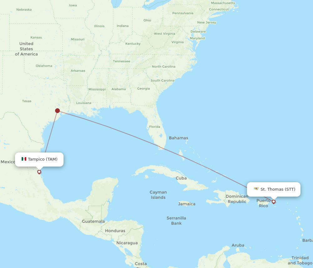 STT to TAM flights and routes map