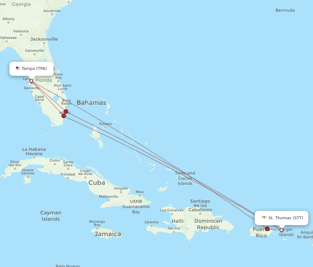 STT-TPA flight routes