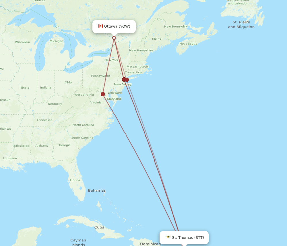 STT-YOW flight routes