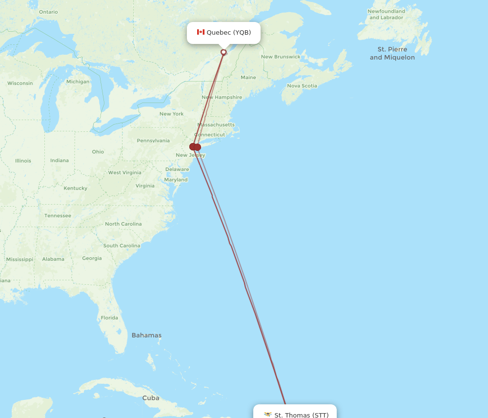 STT-YQB flight routes