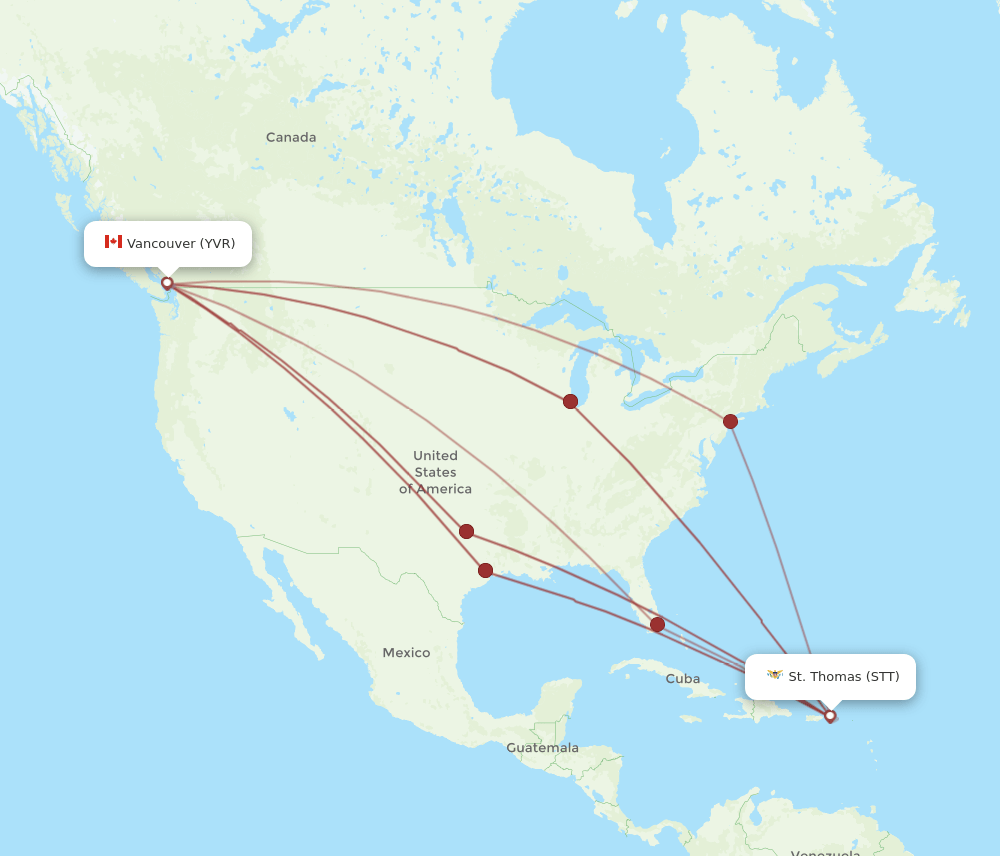 STT-YVR flight routes