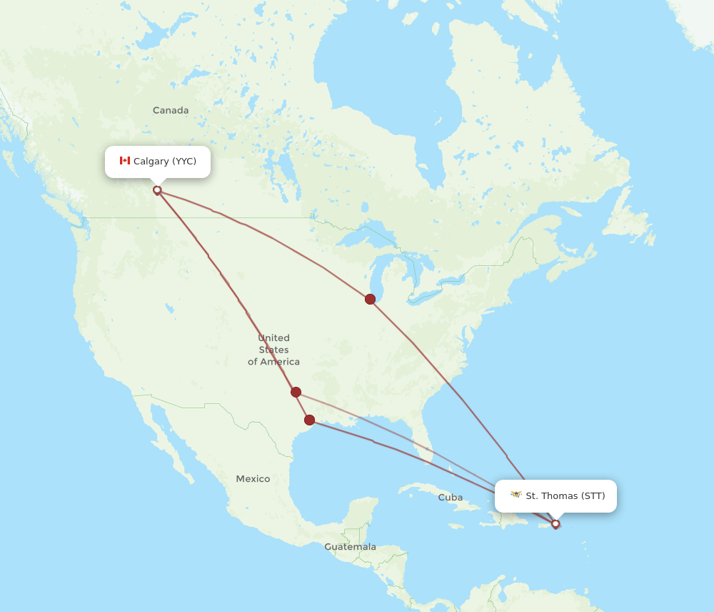 STT-YYC flight routes