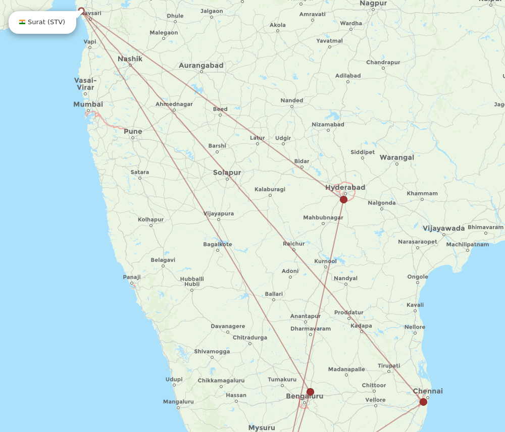 STV-CJB flight routes