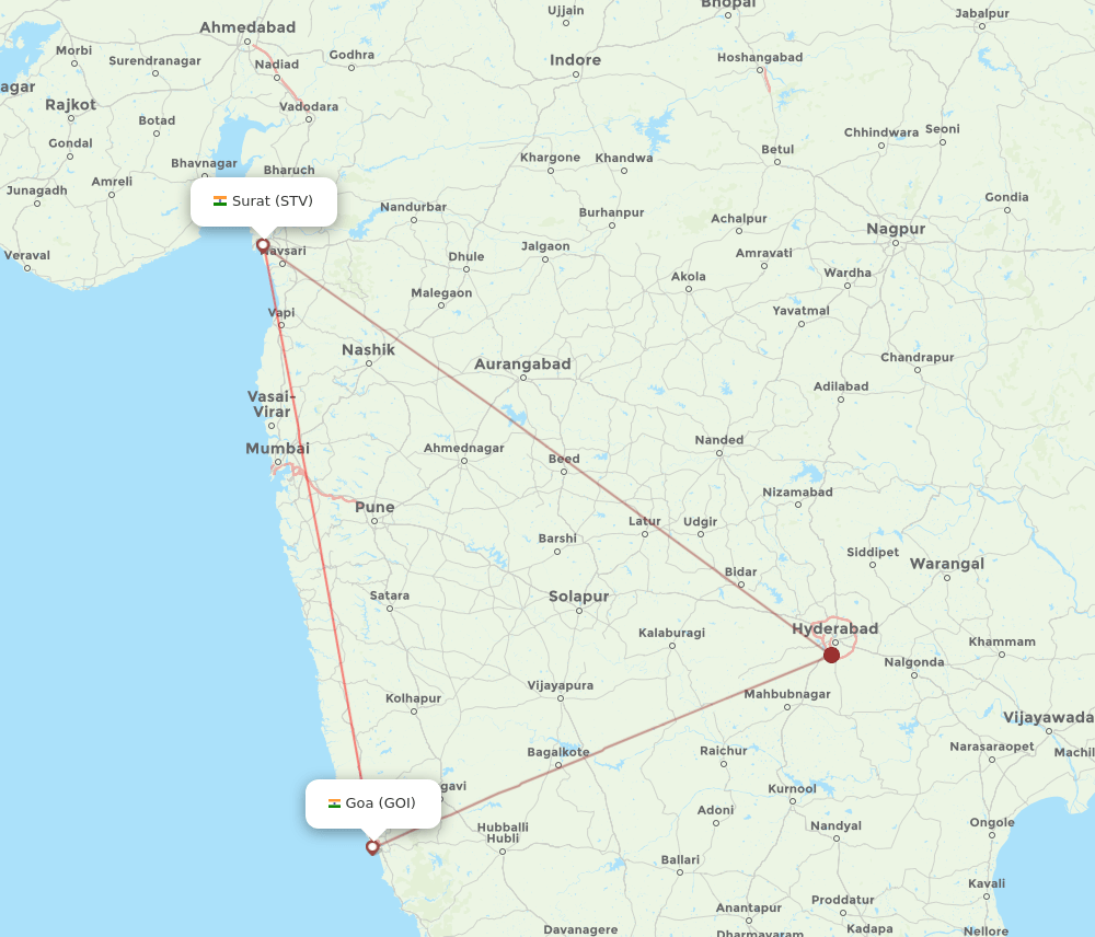 STV-GOI flight routes