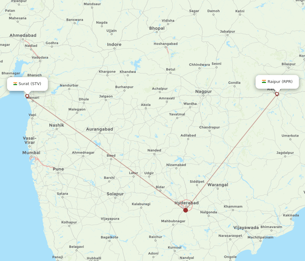 STV-RPR flight routes