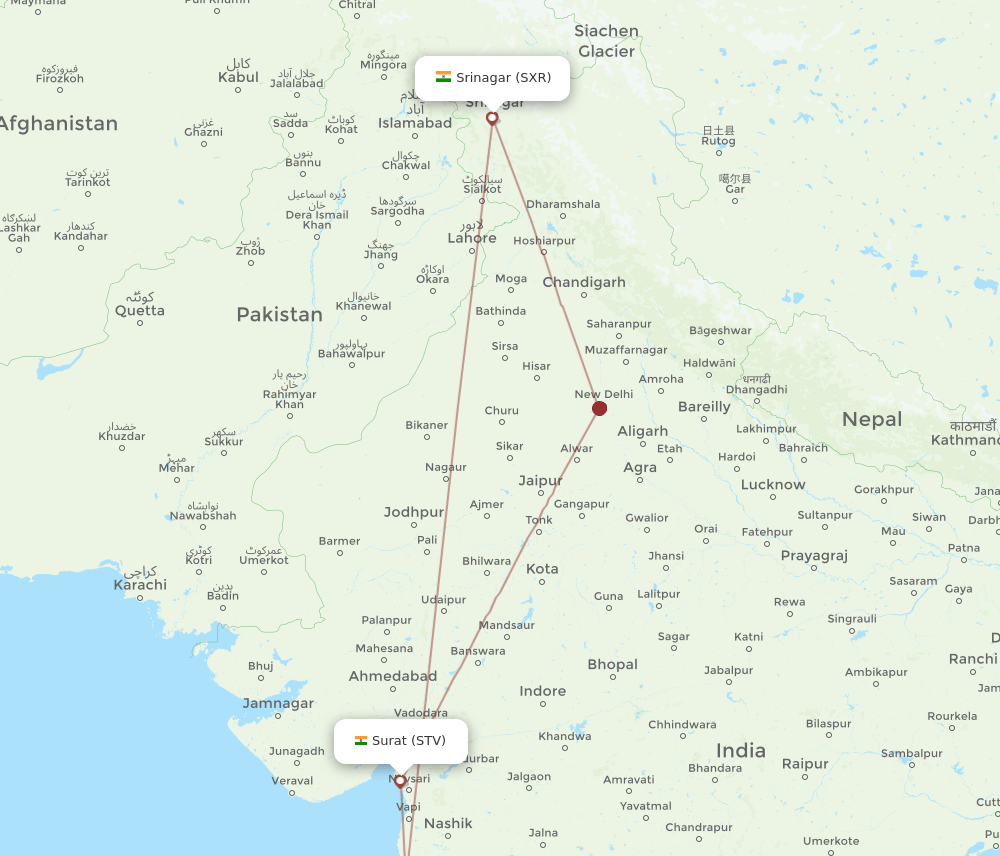 STV-SXR flight routes