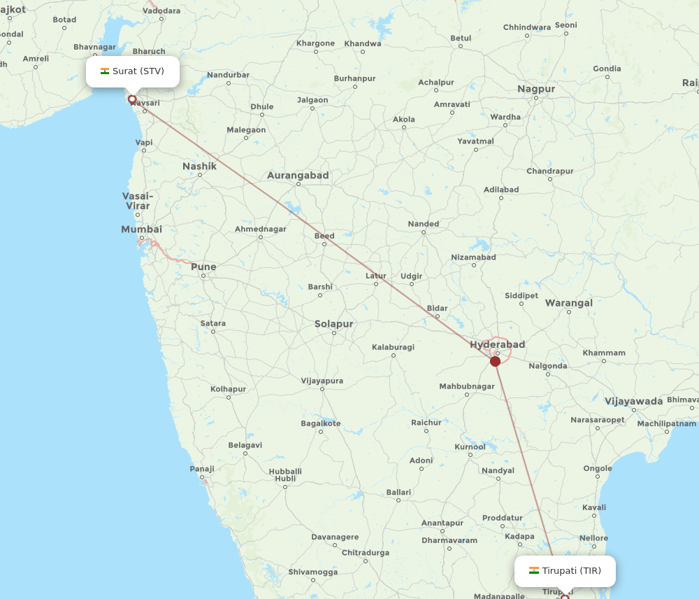 STV-TIR flight routes