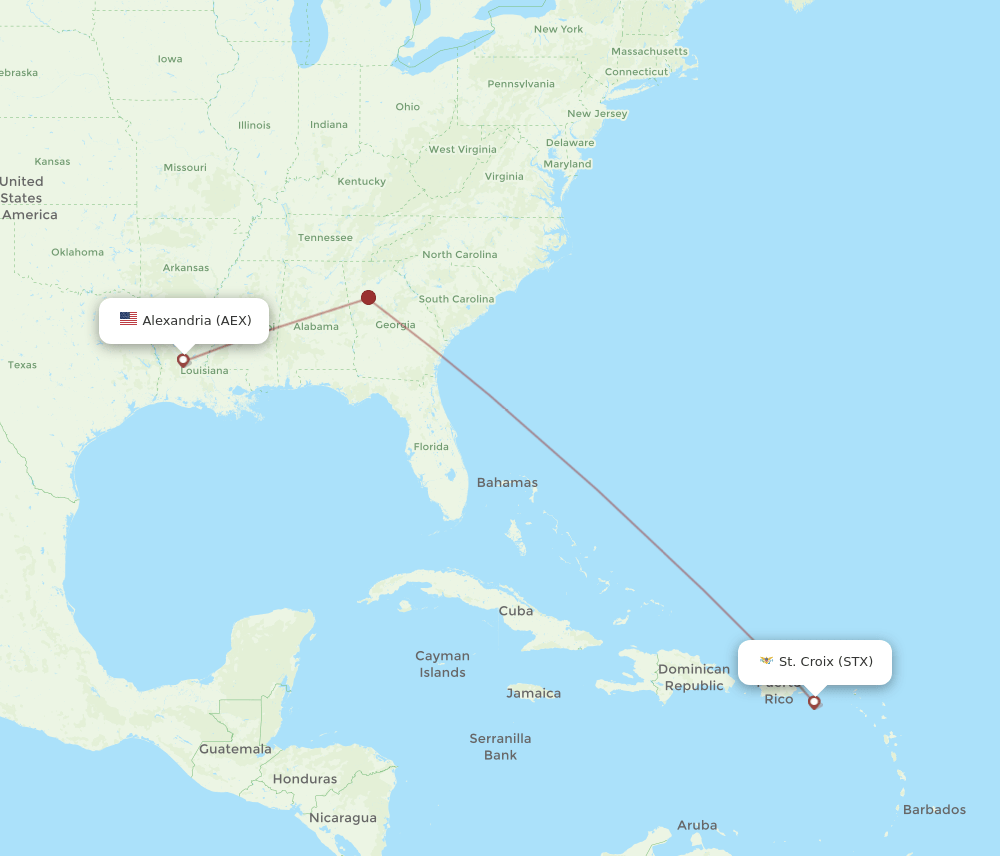 STX-AEX flight routes