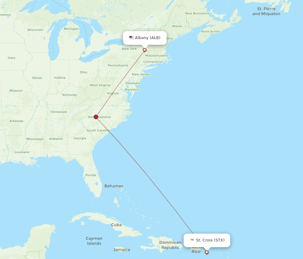 STX-ALB flight routes