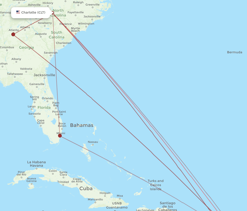 STX-CLT flight routes