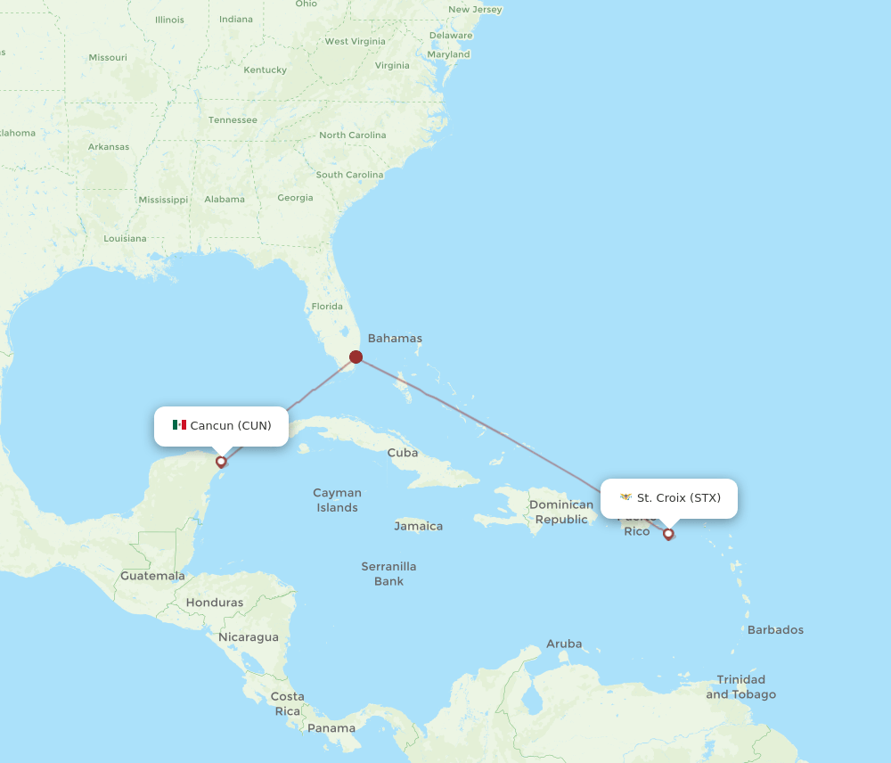 STX-CUN flight routes
