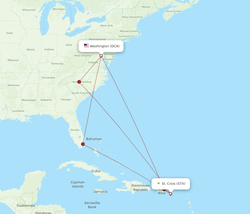 STX-DCA flight routes