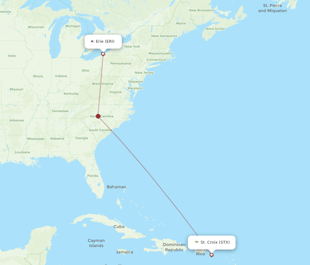 STX-ERI flight routes