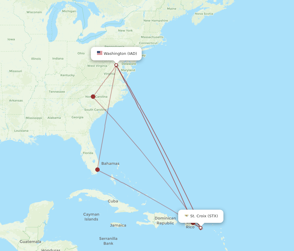STX-IAD flight routes