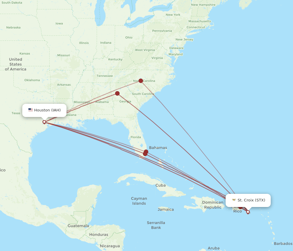 STX-IAH flight routes
