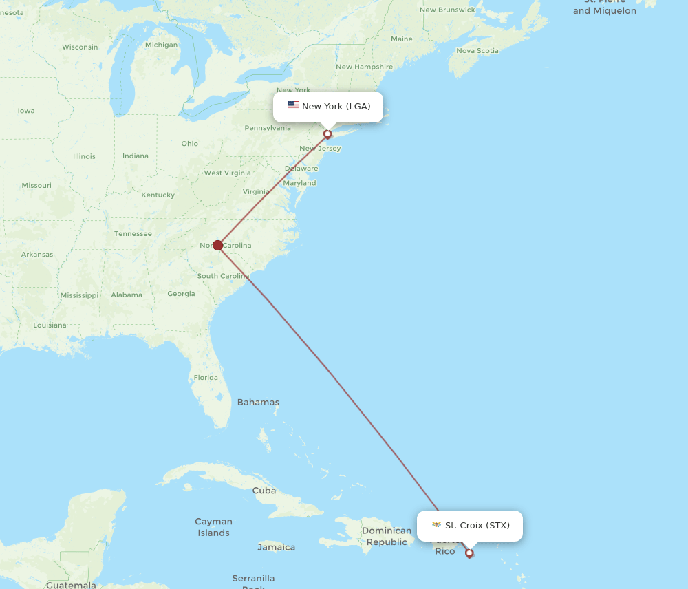 STX-LGA flight routes