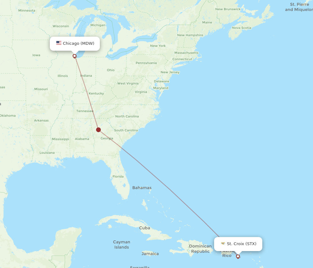 STX to MDW flights and routes map