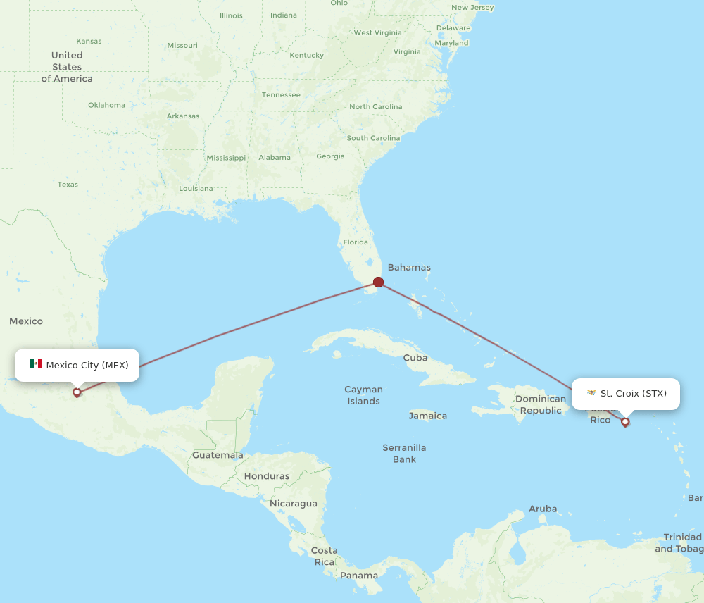 STX to MEX flights and routes map