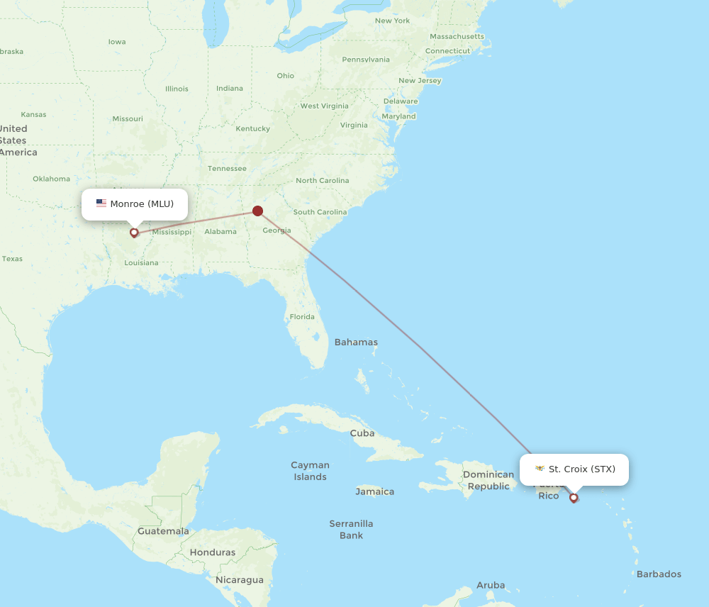 STX-MLU flight routes