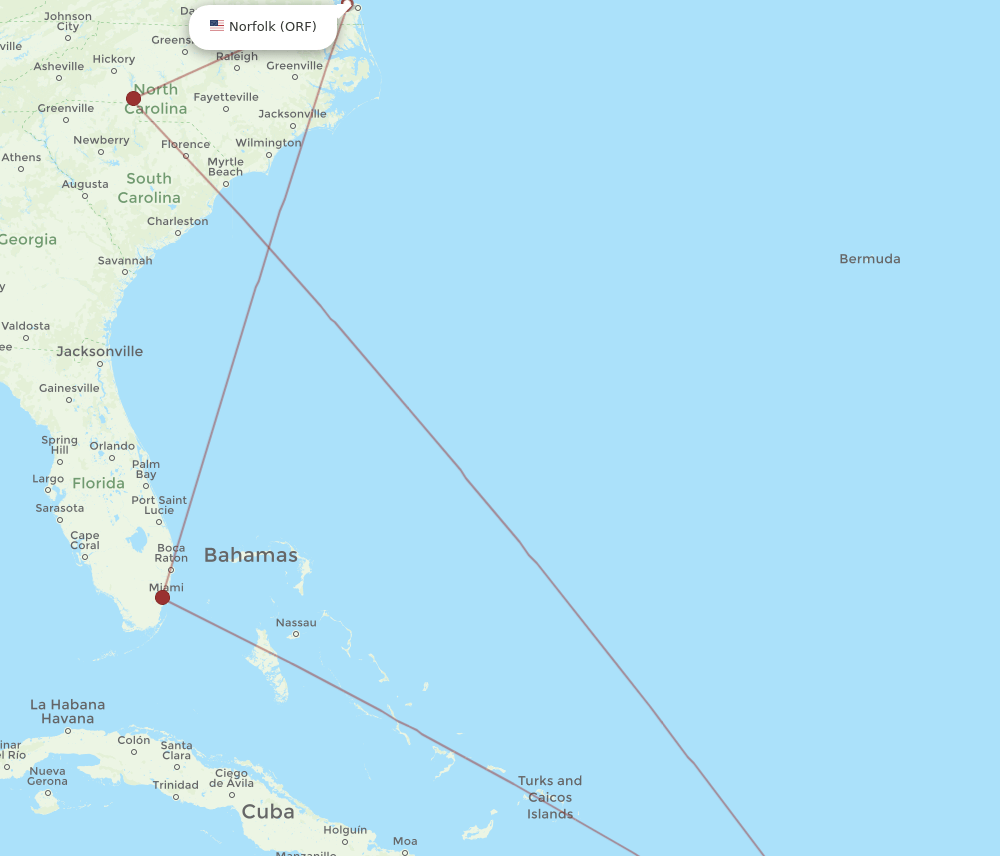 STX-ORF flight routes