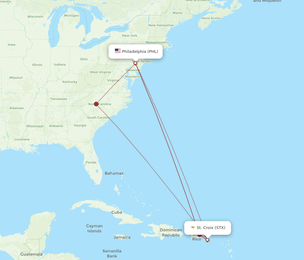 STX-PHL flight routes