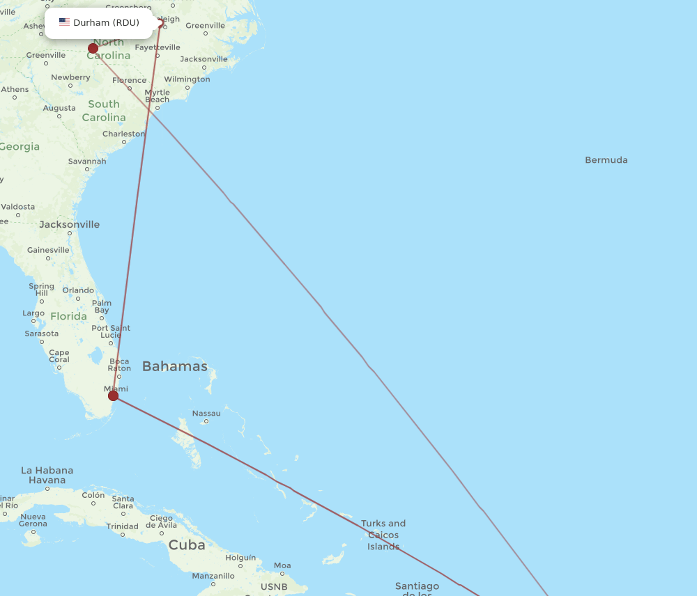 STX-RDU flight routes