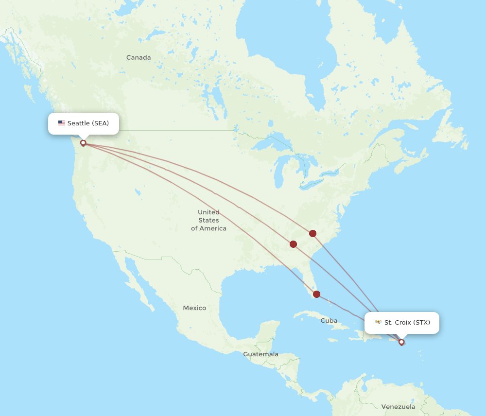 STX-SEA flight routes