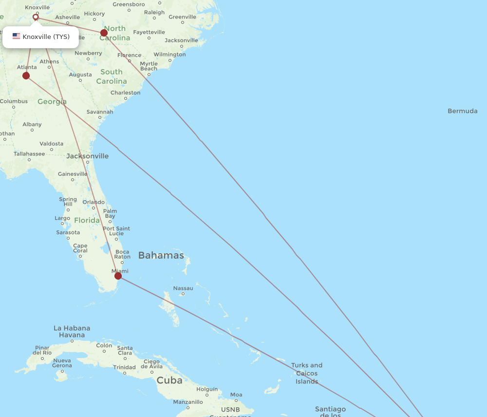 STX-TYS flight routes
