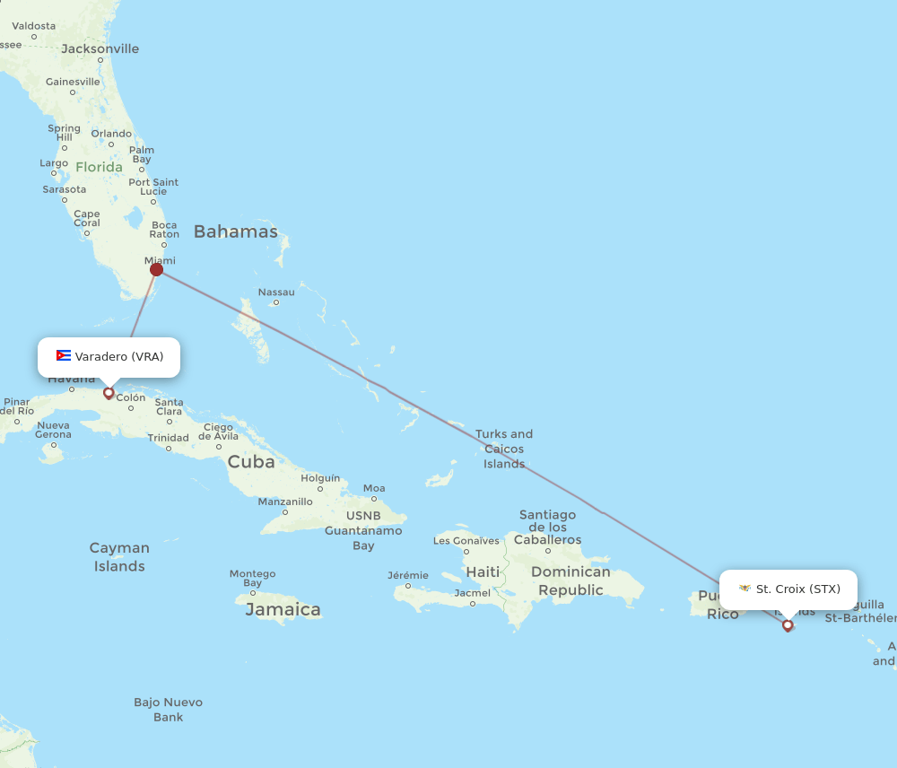 VRA to STX flights and routes map