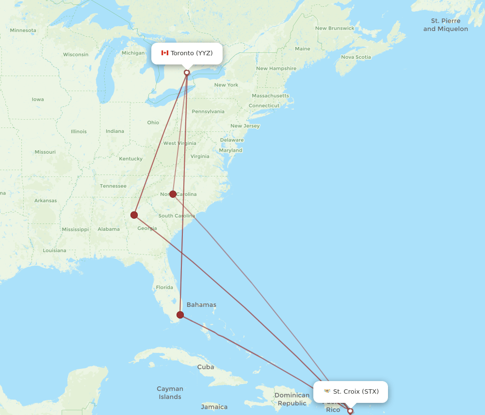 STX-YYZ flight routes