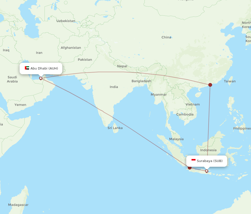 SUB-AUH flight routes