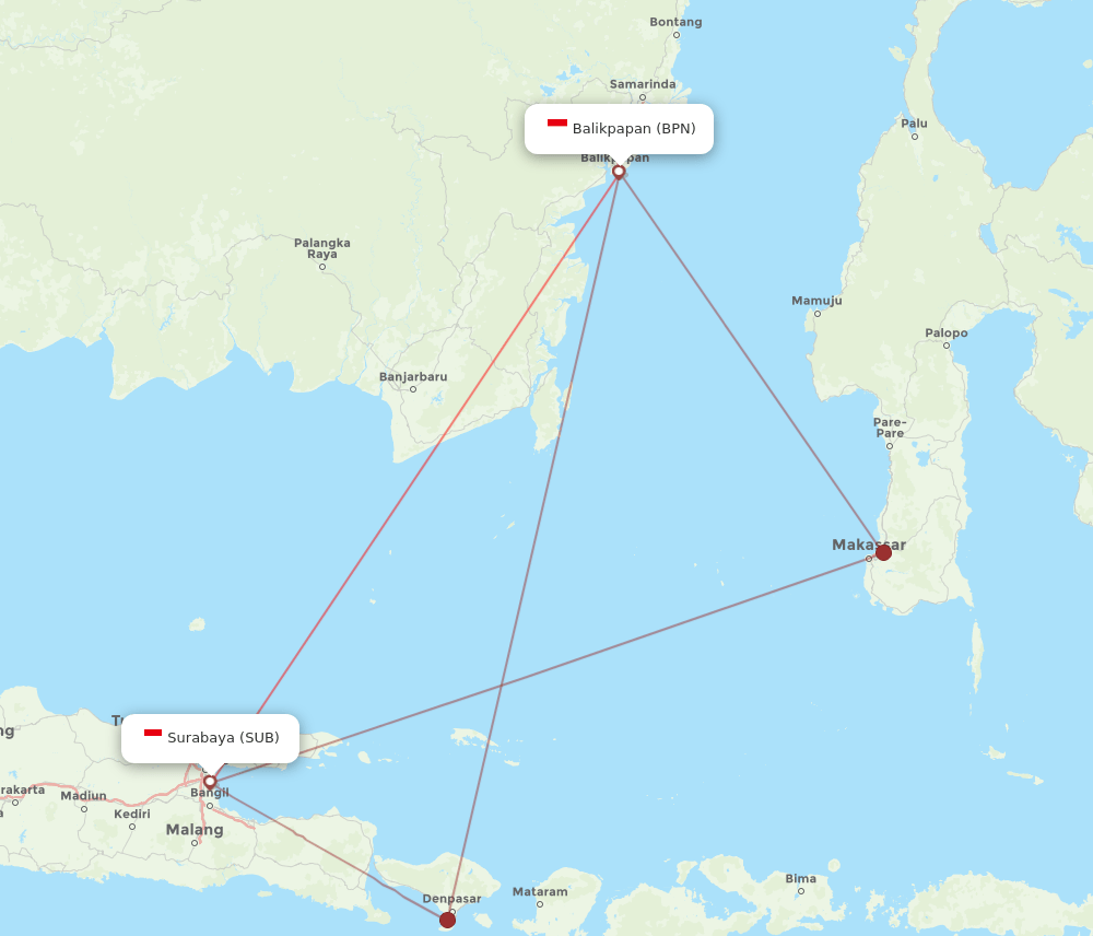 SUB-BPN flight routes