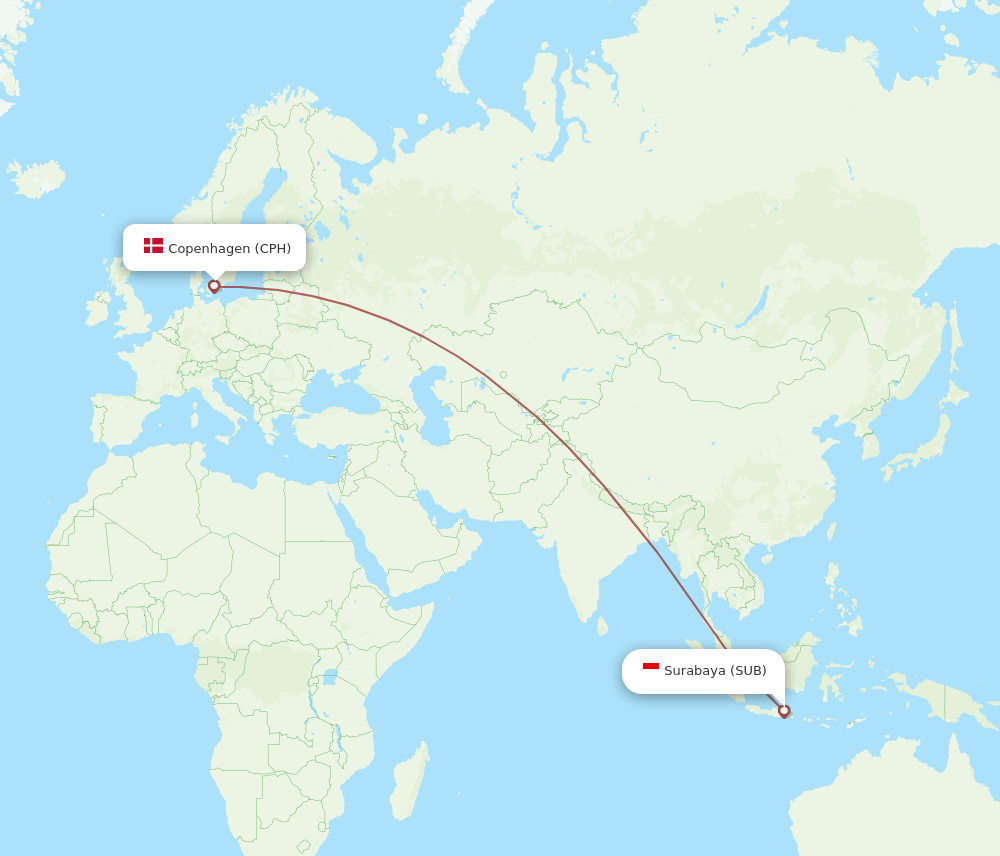 SUB-CPH flight routes