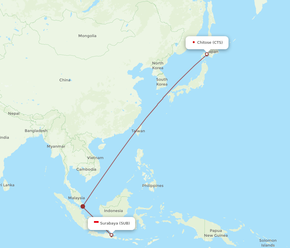 SUB-CTS flight routes