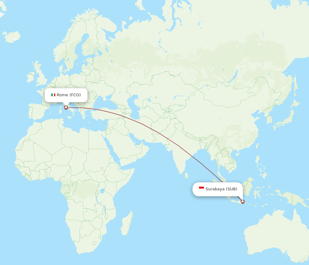 SUB to FCO flights and routes map