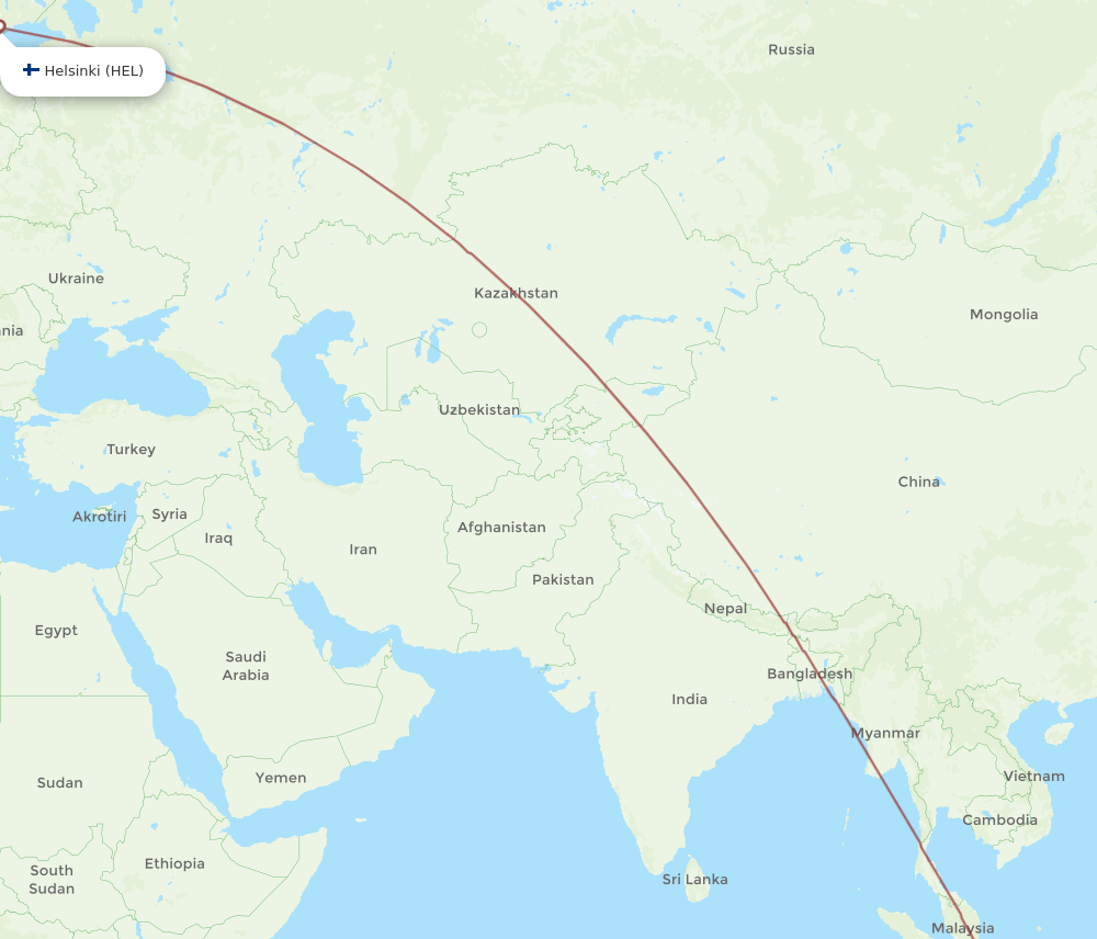 SUB to HEL flights and routes map