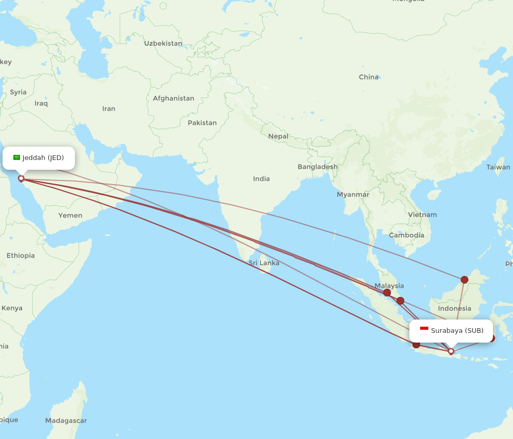 SUB-JED flight routes