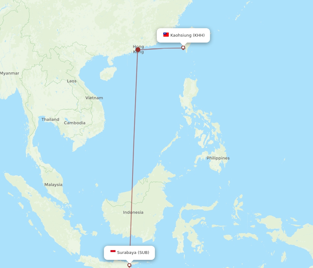 SUB-KHH flight routes